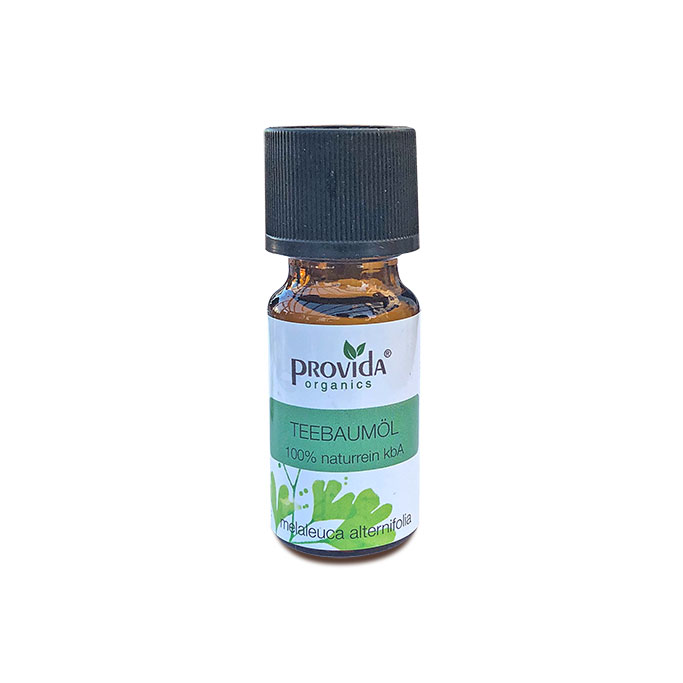 Teebaumöl  - Ätherisches Öl mit bakteriziden, fungiziden, desinfizierenden, entzündungshemmenden und wundheilenden Eigenschaften.